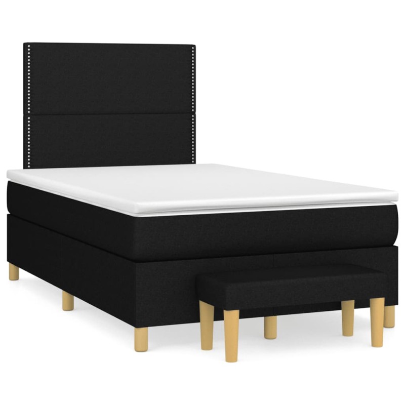 vidaXL Boxspringbett mit Matratze Schwarz 120x190 cm Stoff vidaXL Boxspringbett mit Matratze Schwarz 120x190 cm Stoff