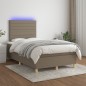 vidaXL Boxspringbett mit Matratze & LED Taupe 120x190 cm Stoff vidaXL Boxspringbett mit Matratze & LED Taupe 120x190 cm Stoff
