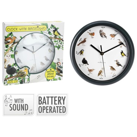 H&S Collection Wanduhr mit Vogelgesang 25 cm