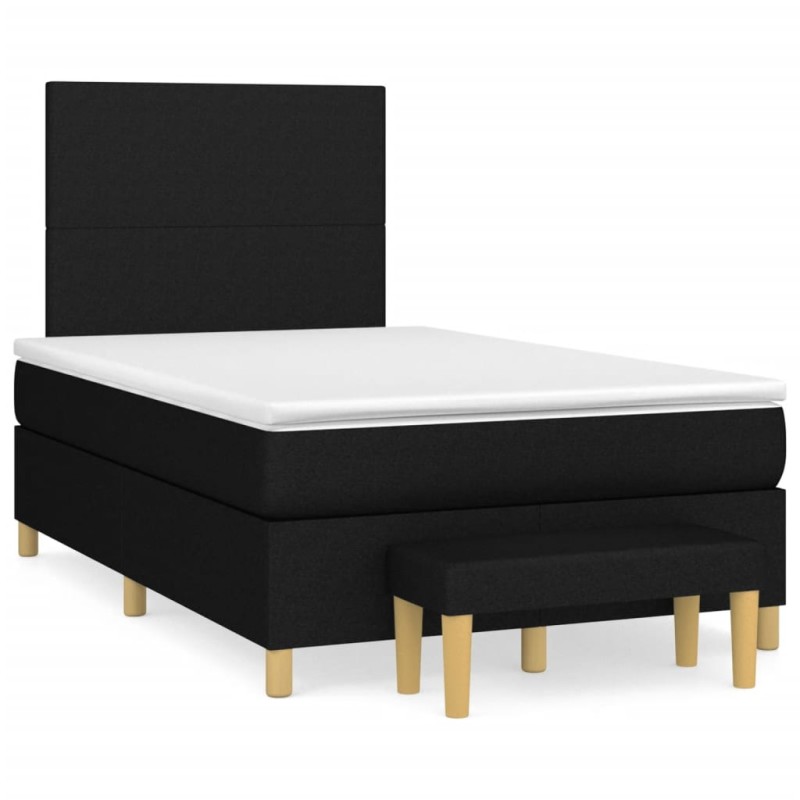 vidaXL Boxspringbett mit Matratze Schwarz 120x190 cm Stoff vidaXL Boxspringbett mit Matratze Schwarz 120x190 cm Stoff