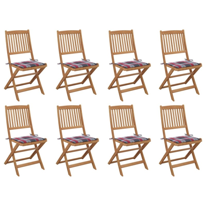 vidaXL Klappbare Gartenstühle mit Kissen 8 Stk. Massivholz Akazie vidaXL Klappbare Gartenstühle mit Kissen 8 Stk. Massivholz Akazie