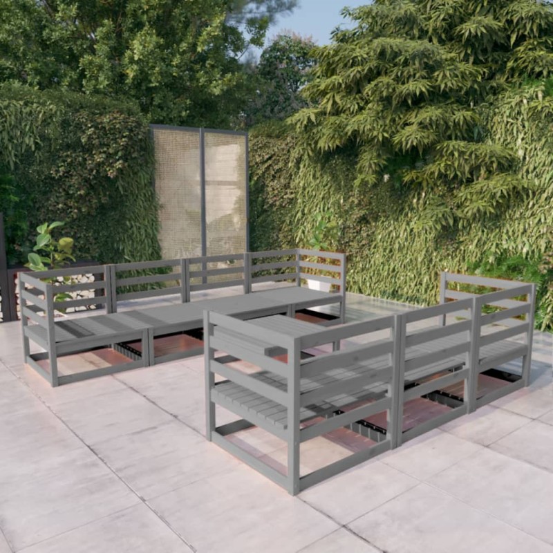 vidaXL 8-tlg. Garten-Lounge-Set Grau Massivholz Kiefer vidaXL 8-tlg. Garten-Lounge-Set Grau Massivholz Kiefer