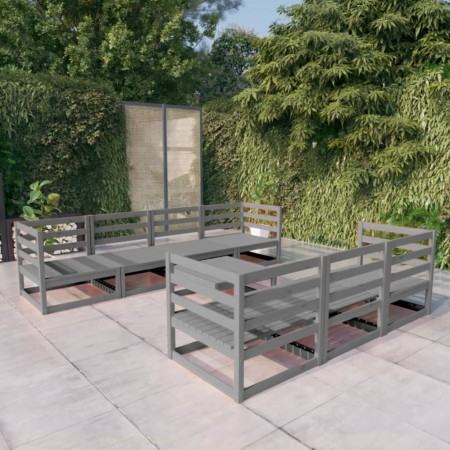 vidaXL 8-tlg. Garten-Lounge-Set Grau Massivholz Kiefer