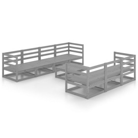 vidaXL 8-tlg. Garten-Lounge-Set Grau Massivholz Kiefer