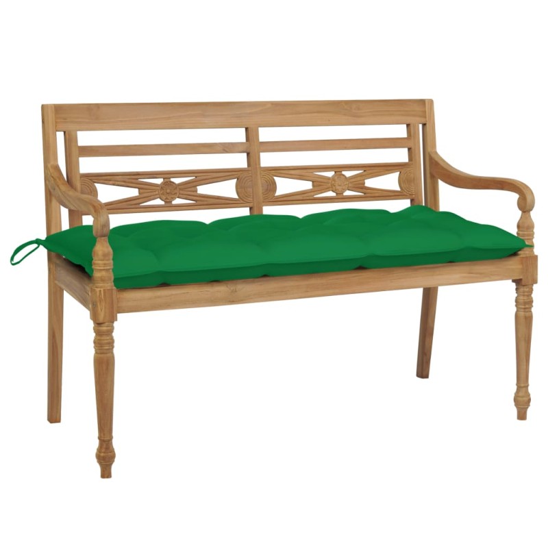vidaXL Batavia-Gartenbank mit Grünem Kissen 120 cm Teak Massivholz vidaXL Batavia-Gartenbank mit Grünem Kissen 120 cm Teak Massivholz