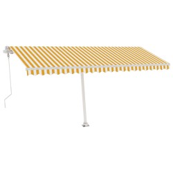 Automatische Markise mit LED & Windsensor 500x350 cm Gelb/Weiß
