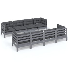vidaXL 9-tlg. Garten-Lounge-Set mit Kissen Kiefer Massivholz