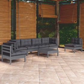 vidaXL 7-tlg. Garten-Lounge-Set mit Kissen Kiefer Massivholz