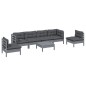 vidaXL 7-tlg. Garten-Lounge-Set mit Kissen Kiefer Massivholz