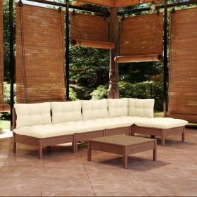 vidaXL 6-tlg. Garten-Lounge-Set mit Kissen Honigbraun Kiefernholz