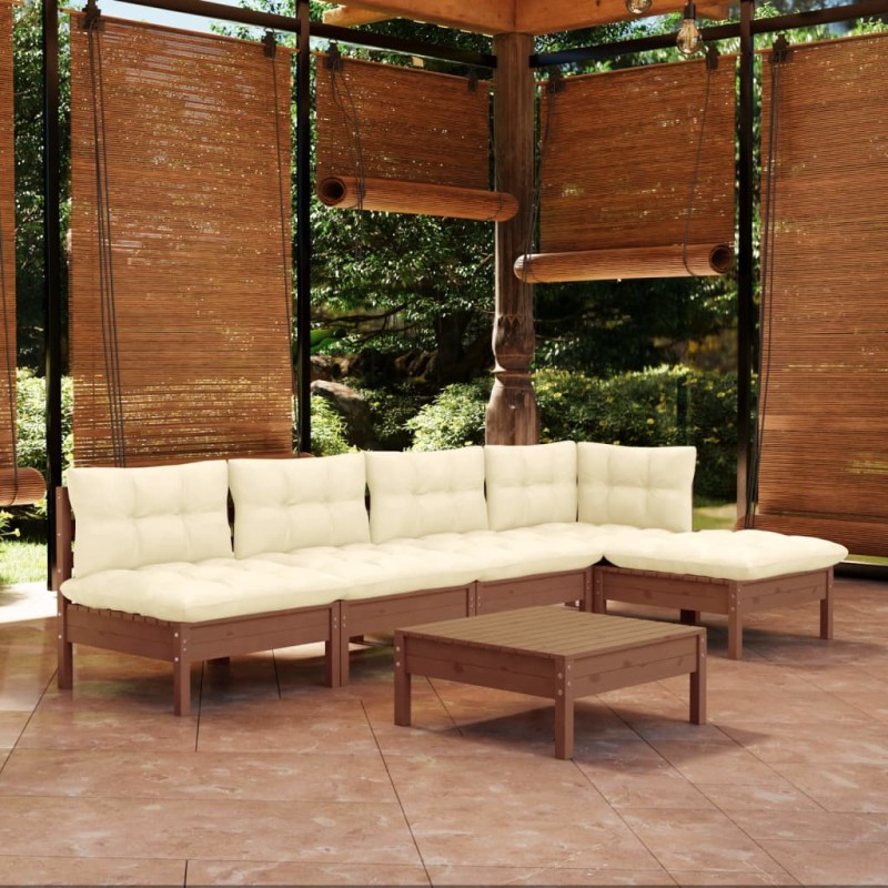 vidaXL 6-tlg. Garten-Lounge-Set mit Kissen Honigbraun Kiefernholz vidaXL 6-tlg. Garten-Lounge-Set mit Kissen Honigbraun Kiefernholz