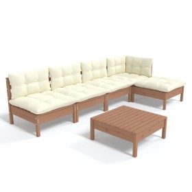 vidaXL 6-tlg. Garten-Lounge-Set mit Kissen Honigbraun Kiefernholz