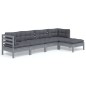 vidaXL 5-tlg. Garten-Lounge-Set mit Kissen Grau Kiefernholz vidaXL 5-tlg. Garten-Lounge-Set mit Kissen Grau Kiefernholz