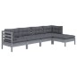 vidaXL 5-tlg. Garten-Lounge-Set mit Kissen Grau Kiefernholz vidaXL 5-tlg. Garten-Lounge-Set mit Kissen Grau Kiefernholz