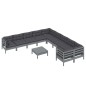 vidaXL 11-tlg. Garten-Lounge-Set mit Kissen Grau Kiefernholz vidaXL 11-tlg. Garten-Lounge-Set mit Kissen Grau Kiefernholz