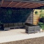 vidaXL 11-tlg. Garten-Lounge-Set mit Kissen Grau Kiefernholz vidaXL 11-tlg. Garten-Lounge-Set mit Kissen Grau Kiefernholz