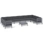 vidaXL 11-tlg. Garten-Lounge-Set mit Kissen Grau Kiefernholz vidaXL 11-tlg. Garten-Lounge-Set mit Kissen Grau Kiefernholz
