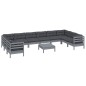 vidaXL 11-tlg. Garten-Lounge-Set mit Kissen Grau Kiefernholz vidaXL 11-tlg. Garten-Lounge-Set mit Kissen Grau Kiefernholz