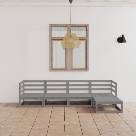 vidaXL 5-tlg. Garten-Lounge-Set Grau Massivholz Kiefer