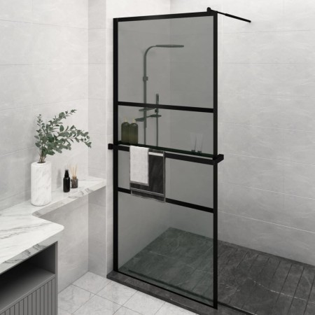 vidaXL Duschwand mit Ablage für Walk-In-Dusche Schwarz 100x195 cm ESG