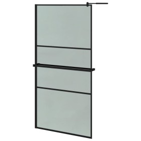 vidaXL Duschwand mit Ablage für Walk-In-Dusche Schwarz 100x195 cm ESG