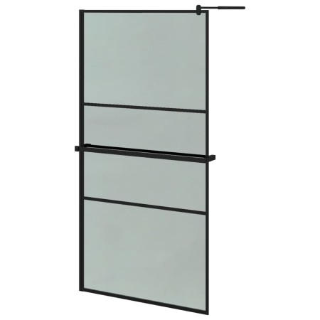 vidaXL Duschwand mit Ablage für Walk-In-Dusche Schwarz 100x195 cm ESG