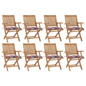 vidaXL Klappbare Gartenstühle mit Kissen 8 Stk. Massivholz Teak
