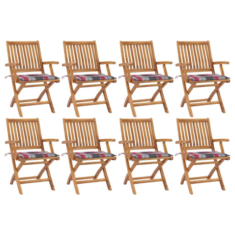 vidaXL Klappbare Gartenstühle mit Kissen 8 Stk. Massivholz Teak vidaXL Klappbare Gartenstühle mit Kissen 8 Stk. Massivholz Teak