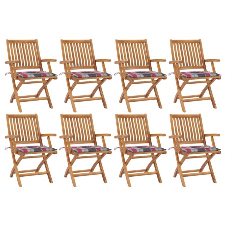 vidaXL Klappbare Gartenstühle mit Kissen 8 Stk. Massivholz Teak