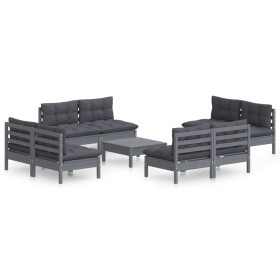 vidaXL 9-tlg. Garten-Lounge-Set mit Anthrazit Kissen Kiefernholz