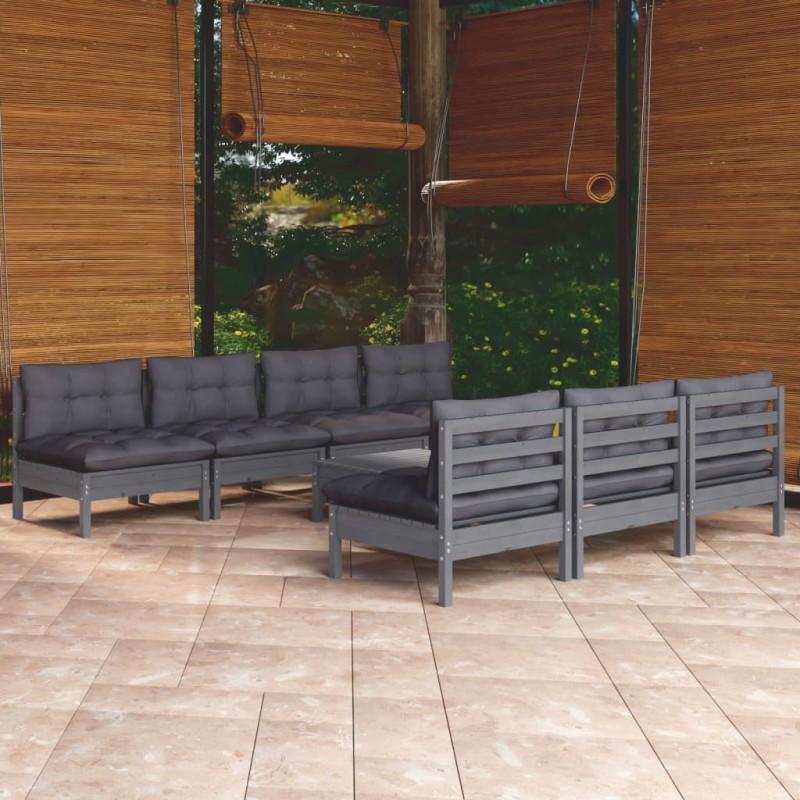 vidaXL 8-tlg. Garten-Lounge-Set mit Anthrazit Kissen Kiefernholz vidaXL 8-tlg. Garten-Lounge-Set mit Anthrazit Kissen Kiefernholz