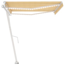 vidaXL Automatische Markise mit LED & Windsensor 450x300 cm Gelb/Weiß
