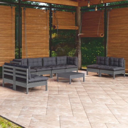 vidaXL 9-tlg. Garten-Lounge-Set mit Kissen Kiefer Massivholz