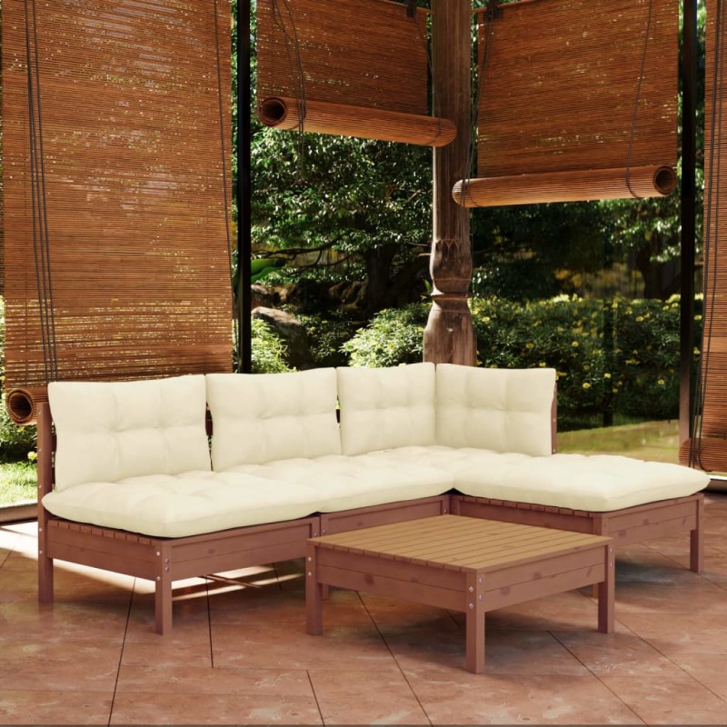 vidaXL 5-tlg. Garten-Lounge-Set mit Kissen Honigbraun Kiefernholz vidaXL 5-tlg. Garten-Lounge-Set mit Kissen Honigbraun Kiefernholz