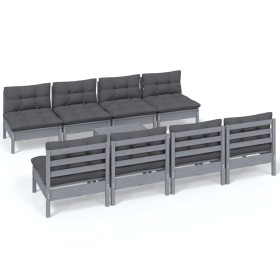vidaXL 9-tlg. Garten-Lounge-Set mit Kissen Kiefer Massivholz