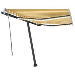 vidaXL Markise Manuell Einziehbar mit LED 350x250 cm Gelb und Weiß