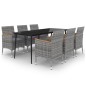 vidaXL 7-tlg. Garten-Essgruppe mit Kissen Poly Rattan und Glas vidaXL 7-tlg. Garten-Essgruppe mit Kissen Poly Rattan und Glas