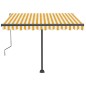 vidaXL Markise Manuell Einziehbar mit LED 350x250 cm Gelb und Weiß vidaXL Markise Manuell Einziehbar mit LED 350x250 cm Gelb und Weiß