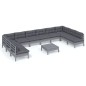 vidaXL 11-tlg. Garten-Lounge-Set mit Kissen Grau Kiefer Massivholz vidaXL 11-tlg. Garten-Lounge-Set mit Kissen Grau Kiefer Massivholz