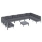 vidaXL 11-tlg. Garten-Lounge-Set mit Kissen Grau Kiefer Massivholz vidaXL 11-tlg. Garten-Lounge-Set mit Kissen Grau Kiefer Massivholz