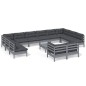 vidaXL 13-tlg. Garten-Lounge-Set mit Kissen Grau Kiefernholz vidaXL 13-tlg. Garten-Lounge-Set mit Kissen Grau Kiefernholz