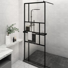 vidaXL Duschwand mit Ablage für Walk-In-Dusche Schwarz 80x195 cm ESG