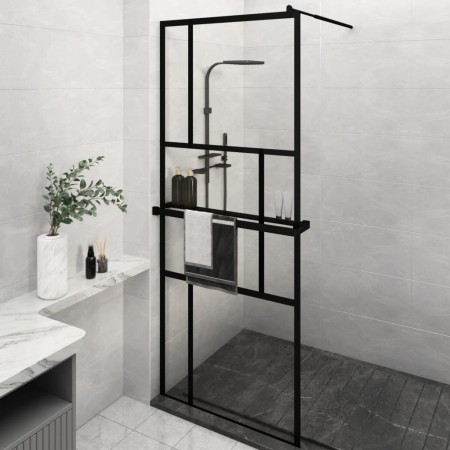 vidaXL Duschwand mit Ablage für Walk-In-Dusche Schwarz 80x195 cm ESG