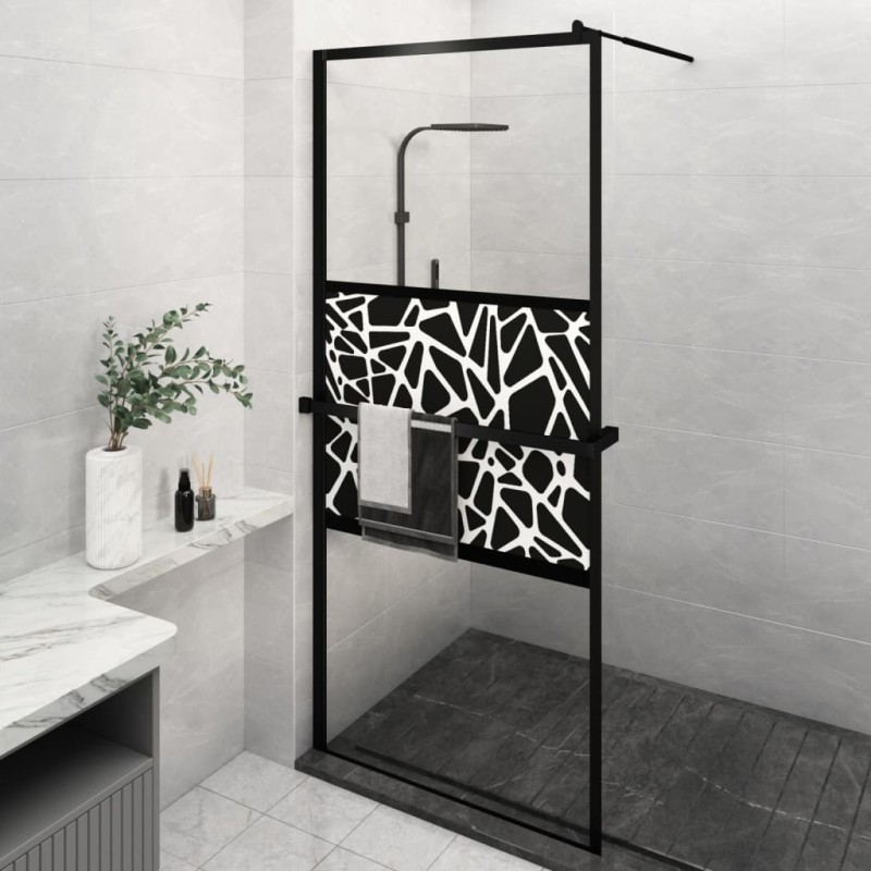 vidaXL Duschwand mit Ablage für Walk-In-Dusche Schwarz 100x195 cm ESG