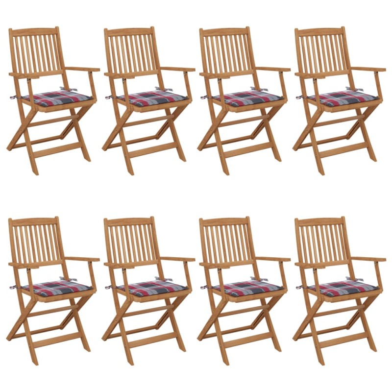 vidaXL Klappbare Gartenstühle 8 Stk. mit Kissen Massivholz Akazie vidaXL Klappbare Gartenstühle 8 Stk. mit Kissen Massivholz Akazie