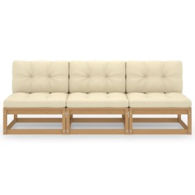 vidaXL 3-Sitzer-Sofa mit Kissen Kiefer Massivholz