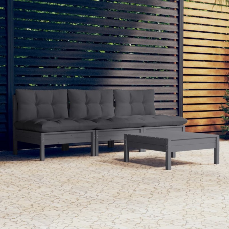 vidaXL 4-tlg. Garten-Lounge-Set mit Anthrazit Kissen Kiefernholz vidaXL 4-tlg. Garten-Lounge-Set mit Anthrazit Kissen Kiefernholz