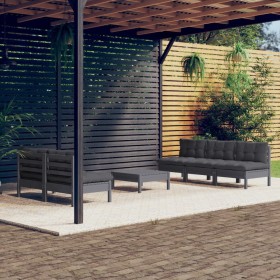 vidaXL 6-tlg. Garten-Lounge-Set mit Anthrazit Kissen Kiefernholz