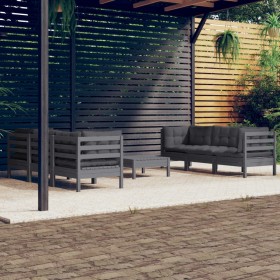 vidaXL 7-tlg. Garten-Lounge-Set mit Anthrazit Kissen Kiefernholz
