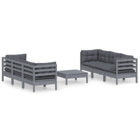 vidaXL 7-tlg. Garten-Lounge-Set mit Anthrazit Kissen Kiefernholz